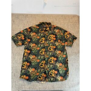 Super Massive Short Sleeve Button Up Tiger Leopard Cheetah Jungle Tropical Sz L